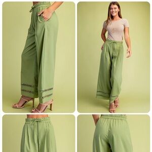 Gigio Green Wide-Leg Pants
